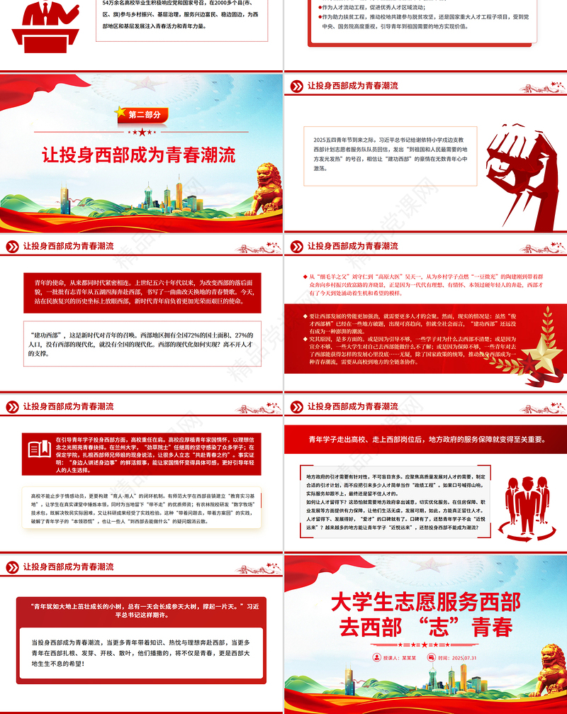 2025大学生志愿服务西部PPT去西部志青春课件