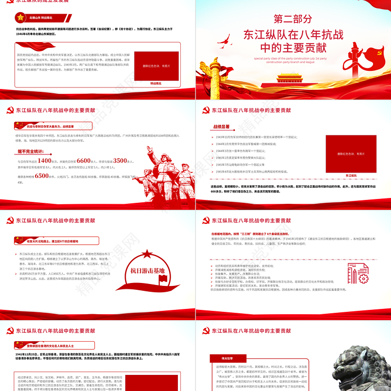 东江纵队英雄事迹PPT红色党政风走进东江纵队缅怀革命先烈抗日战争革命历史党课学习课件