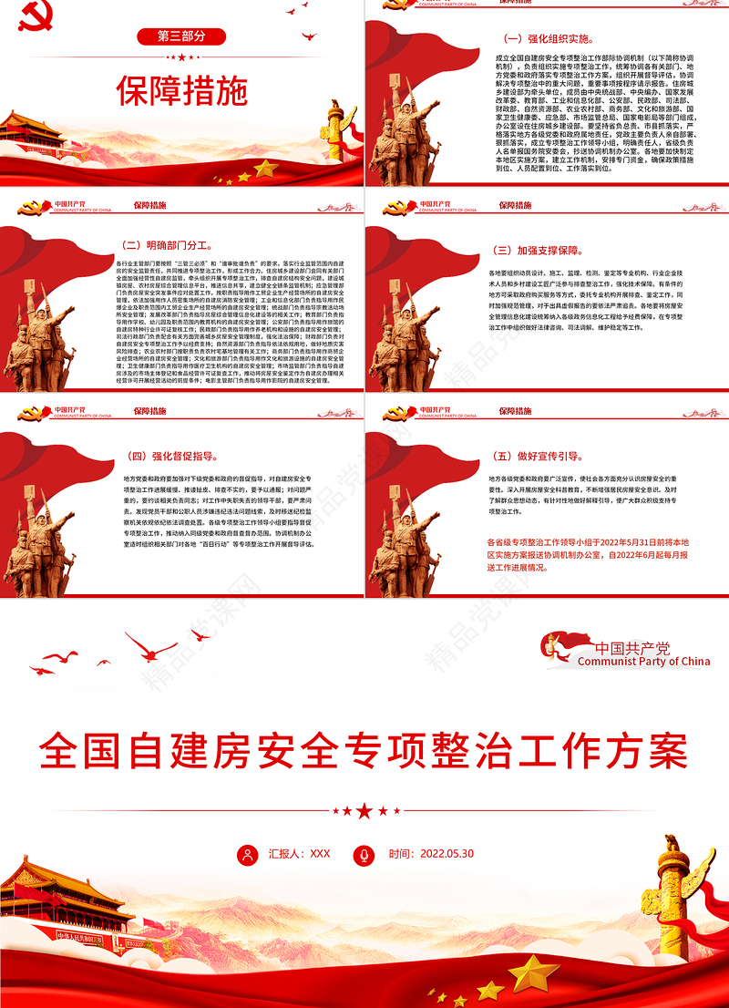 党建风全国自建房安全专项整治工作方案PPT专题党课课件模板