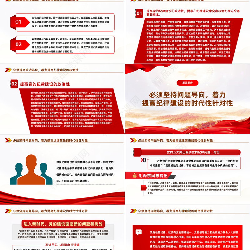 全党开展党纪学习教育PPT优质风学习教育党课课件模板