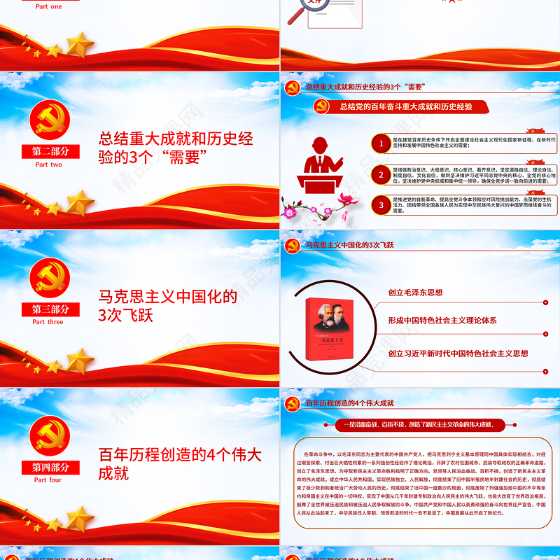 数览十九届六中全会PPT党政风优质十九届六中全会公报内容党员学习党课课件