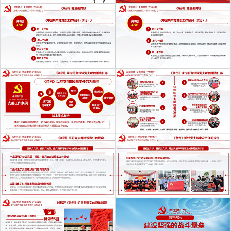 原创2018党支部工作条例党建党政党课党员-版权可商用