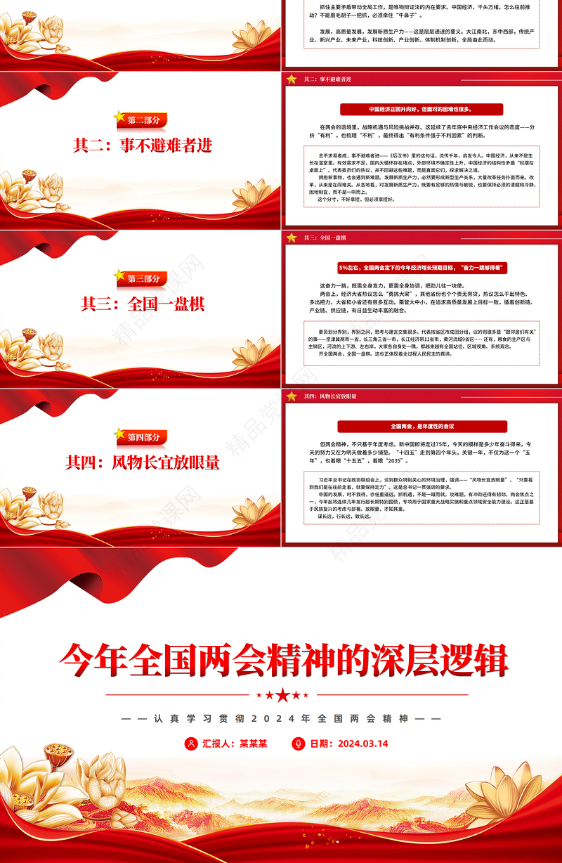 华美优质2024今年全国两会精神的深层逻辑党课PPT