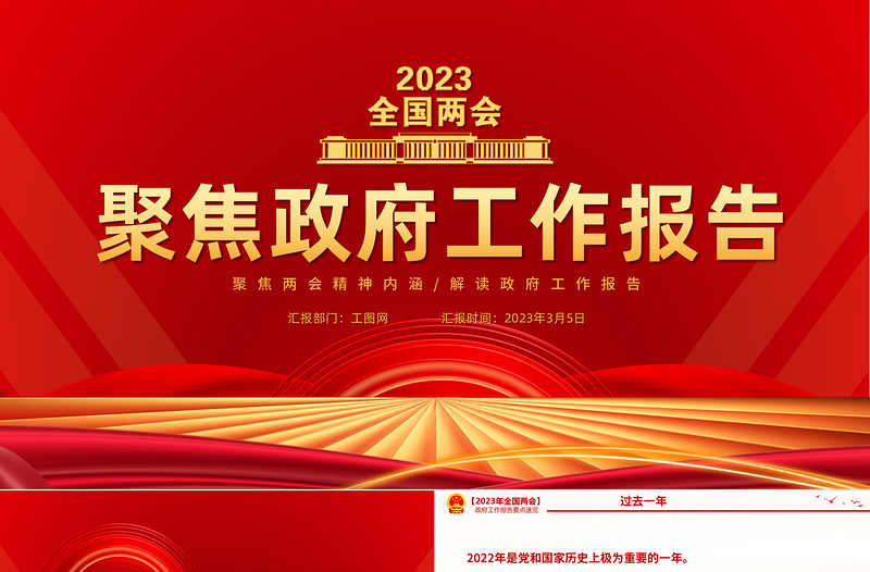 2023聚焦政府工作报告要点PPT党政风优质深入学习贯彻全国两会精神党课课件