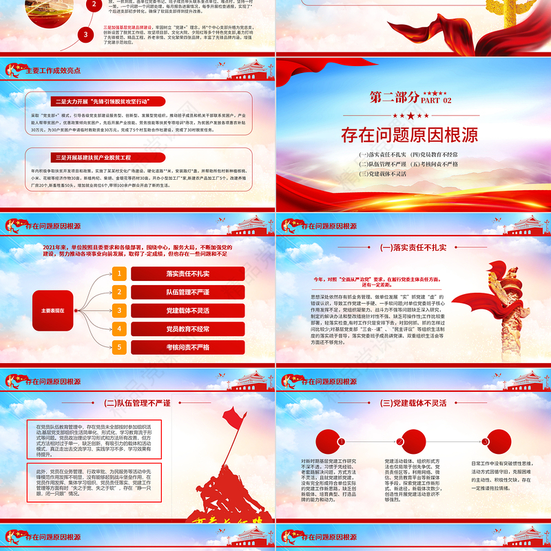 党组织书记抓党建工作述职报告PPT党政风党建风基层党政机关单位党建工作述职报告专题党课课件模板