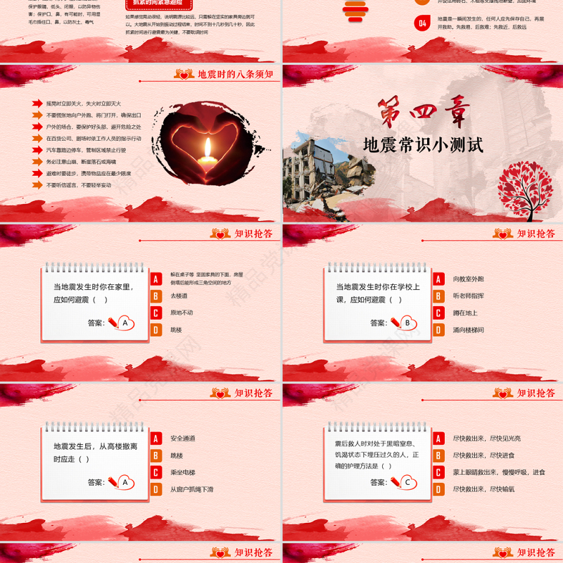 原创512防灾减灾日地震安全教育主题班会-版权可商用