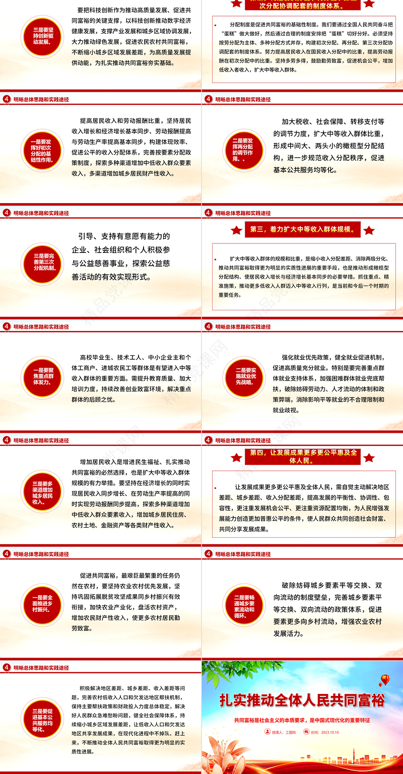 2023扎实推动全体人民共同富裕PPT 共同富裕是社会主义的本质要求，是中国式现代化的重要特征红色大气党政党建动态课件