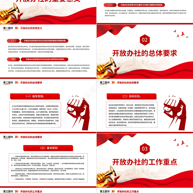 精美简洁供销社PPT简洁党建风中华全国供销合作总社关于进一步做好开放办社工作的指导意见课件