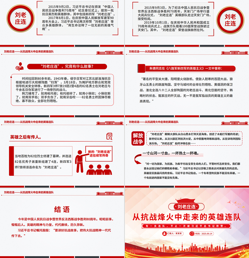 英雄番号“刘老庄连”PPT从抗战烽火中走来的英雄连队课件