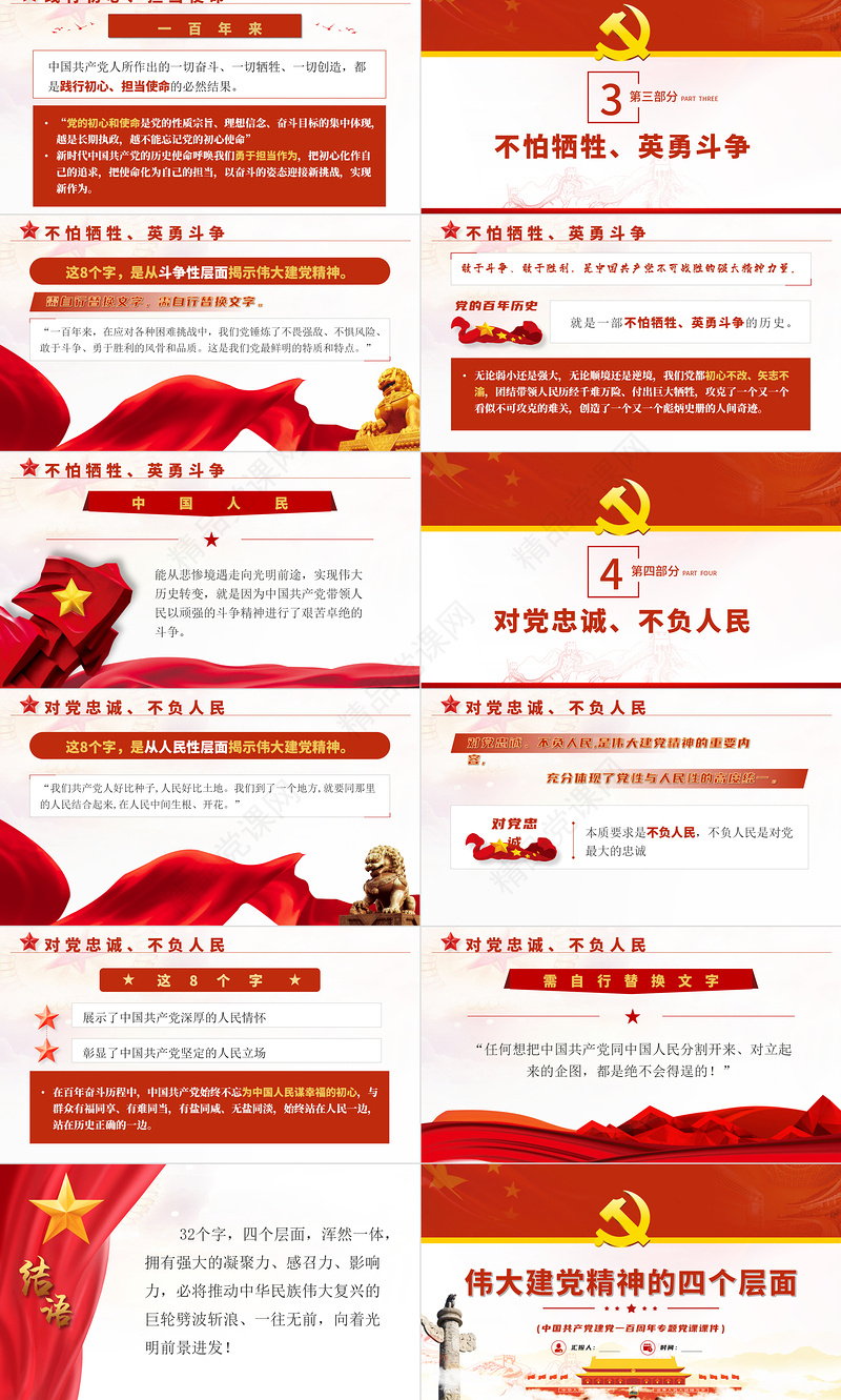 2021多维度解读伟大建党精神的四个层面党员学习党课PPT下载