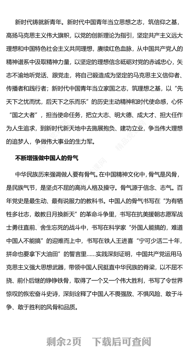 新时代铸就新青年新青年引领新时代PPT党政风新时代中国青年要让青春在实践中绽放党课下载(讲稿)