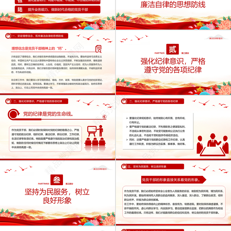 红色大气2025年党员干部廉洁自律新要求PPT微党课