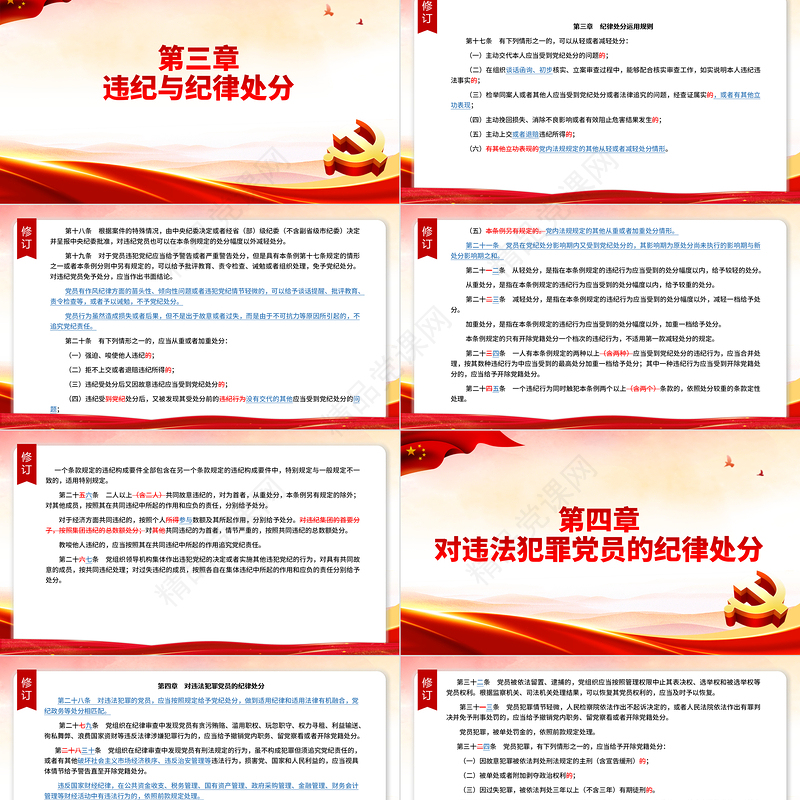 2024新旧对照版中国共产党纪律处分条例PPT红色大气纪律处分条例新变化党课下载