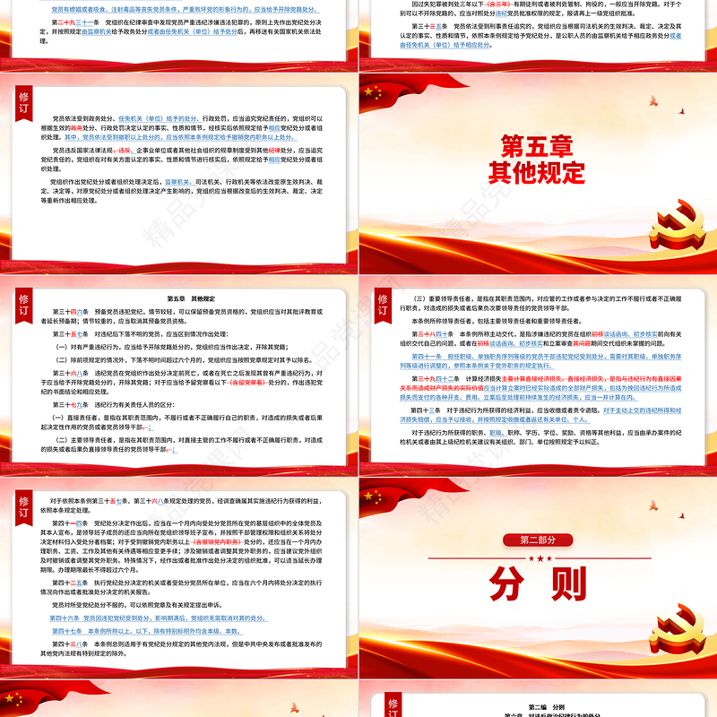2024新旧对照版中国共产党纪律处分条例PPT红色大气纪律处分条例新变化党课下载