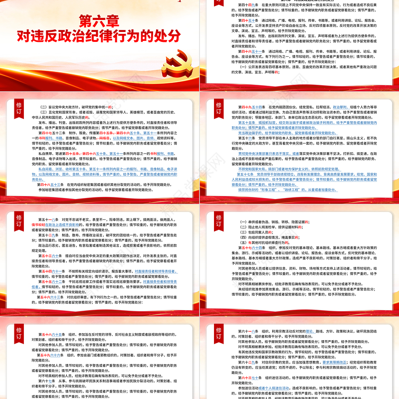 2024新旧对照版中国共产党纪律处分条例PPT红色大气纪律处分条例新变化党课下载