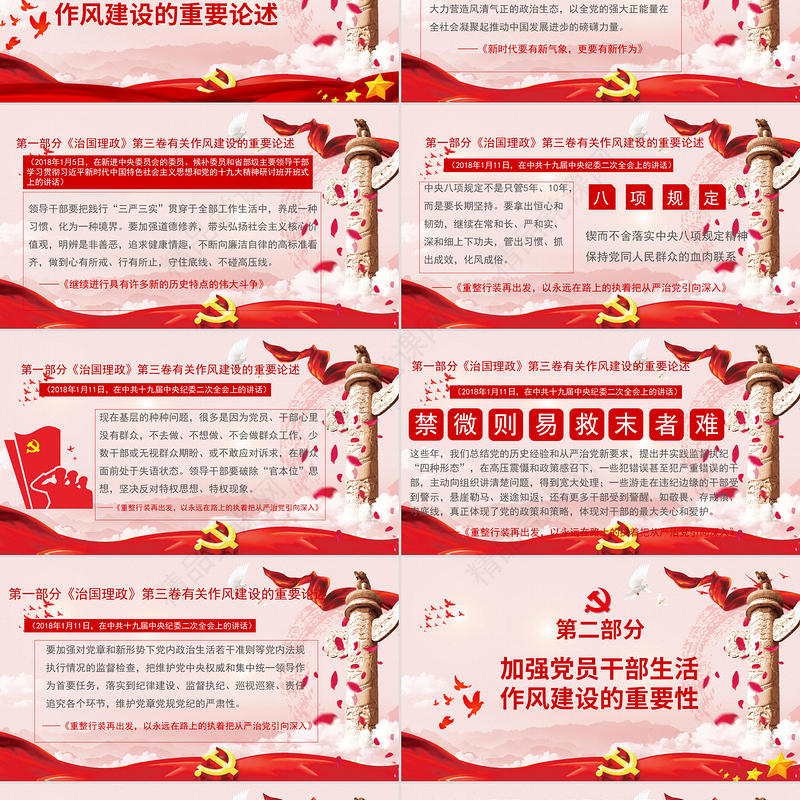 锲而不舍抓作风永不放松严党纪PPT模板-含讲稿