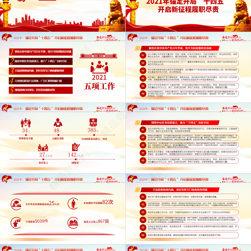 聚焦全国两会PPT党政风精品学习贯彻全国政协常委会工作报告重点内容专题党课课件模板