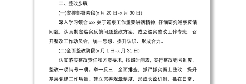 2021市基层党组织建设巡察反馈问题整改方案