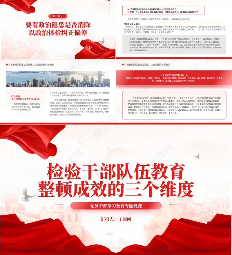 2023检验干部队伍教育整顿成效的三个维度PPT大气精美风党员干部学习教育专题党课课件