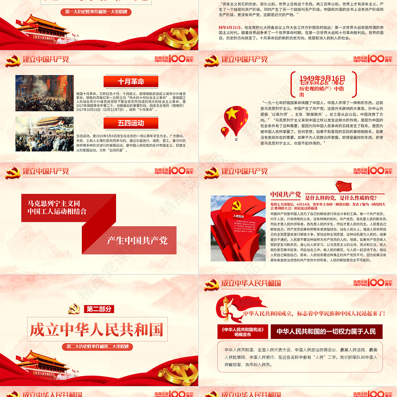 党政风简约党政风建党100周年从百年历史看党的初心和使命七一建党节党课PPT