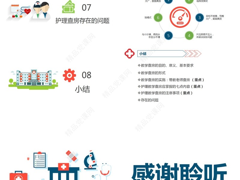 2018扁平简约医院护理查房教学PPT模板