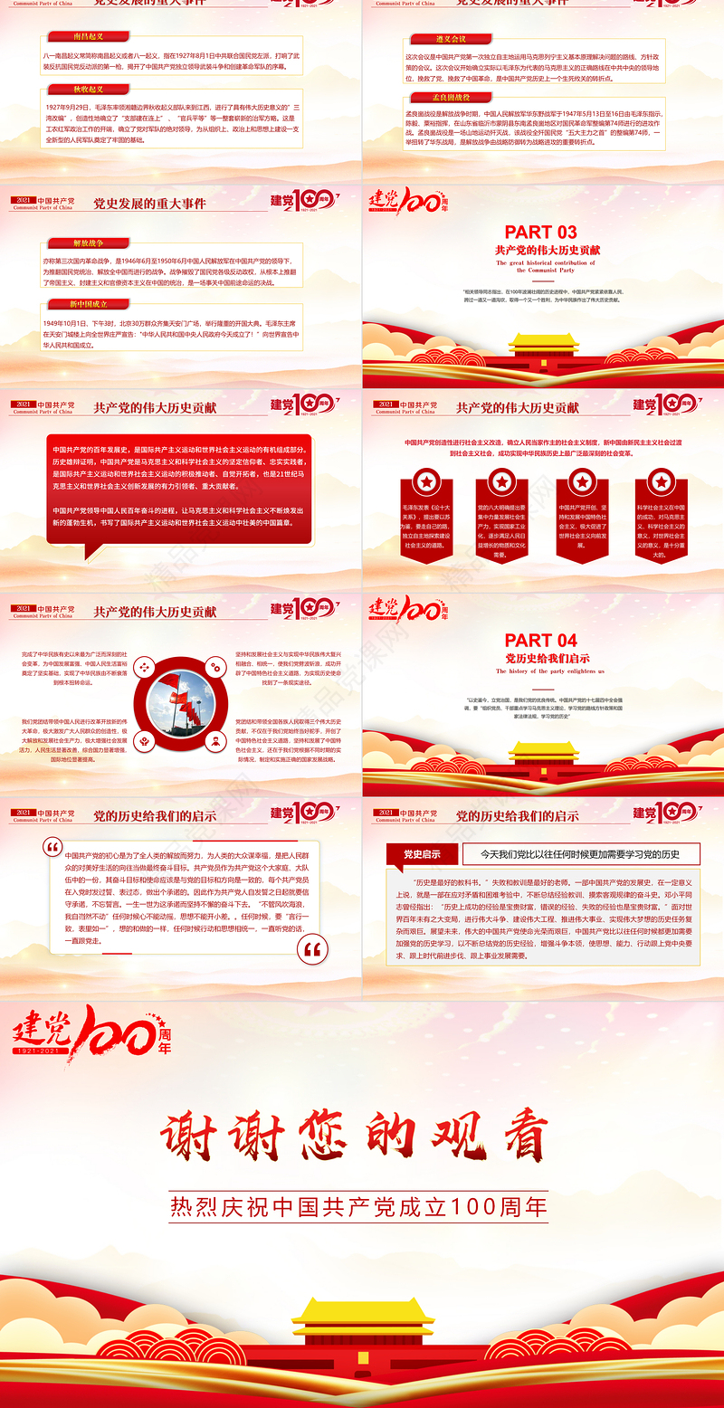 年建党节学党史铭记党恩热烈庆祝建党一百周年PPT