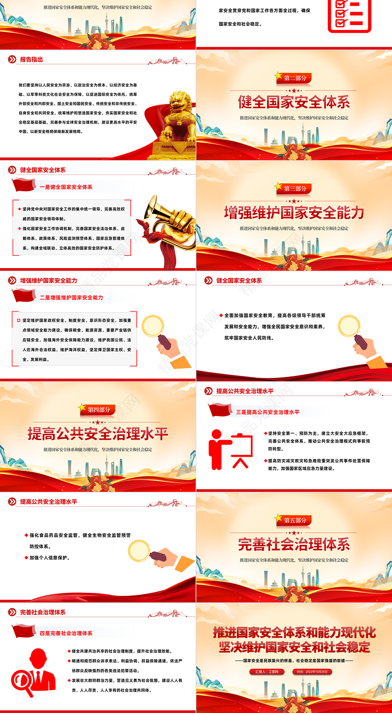 2024推进国家安全体系和能力现代化坚决维护国家安全和社会稳定PPT党建风国家安全是民族复兴的根基专题党政党建模板课件