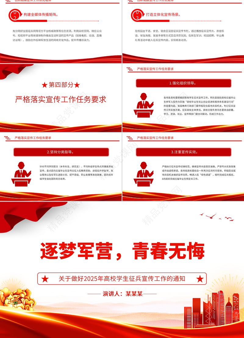 大气精美关于做好2025年高校学生征兵宣传工作的通知PPT课件模板