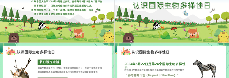 国际生物多样性日PPT简洁风《2023年认识生物多样性保护生物多样性专题知识》课件