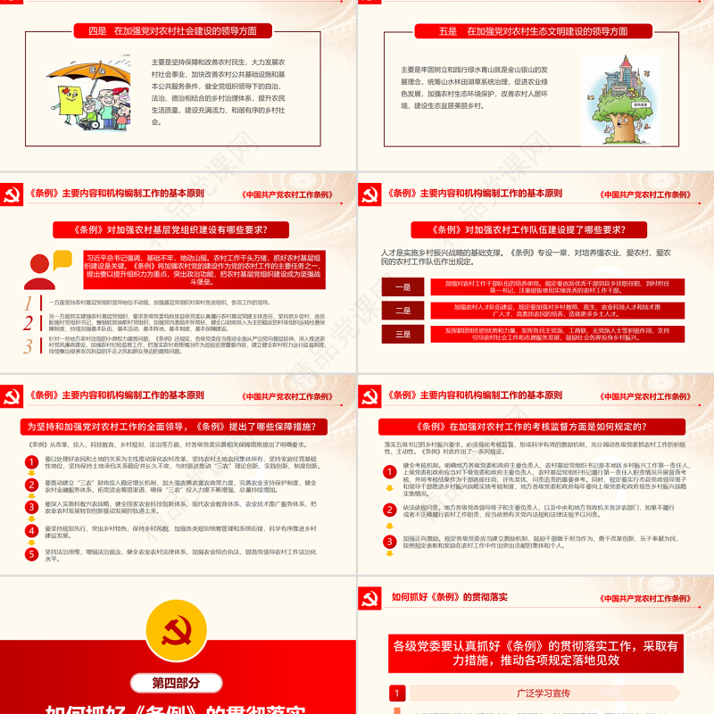 原创中国共产党农村工作条例学习解读三农ppt-版权可商用