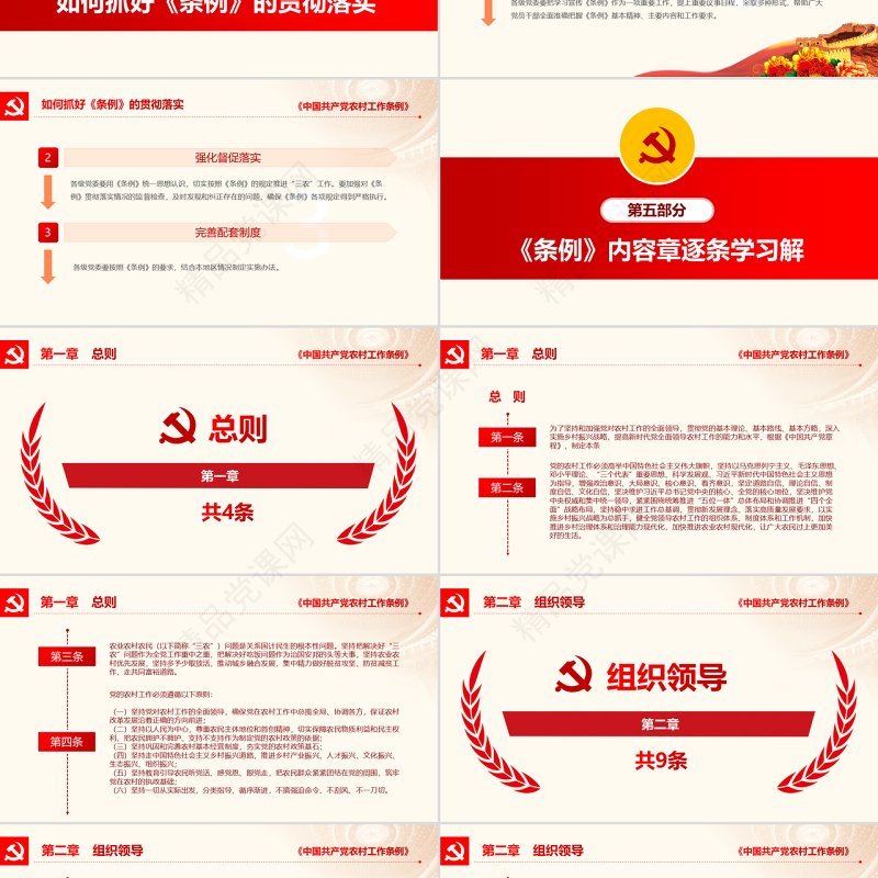 原创中国共产党农村工作条例学习解读三农ppt-版权可商用