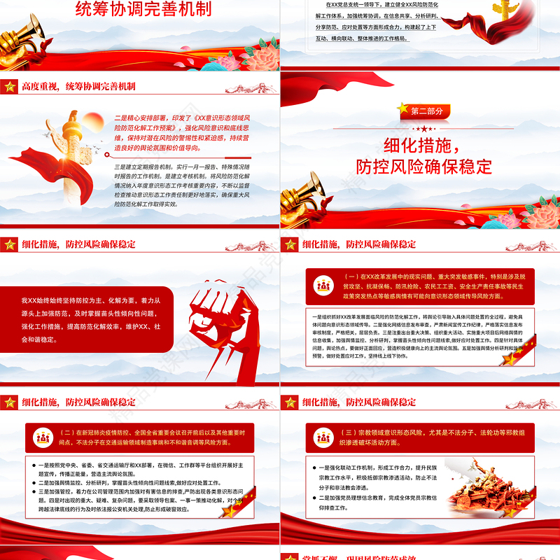 2022关于意识形态风险点排查和采取的防范措施PPT大气精美党员干部学习教育专题党课模板