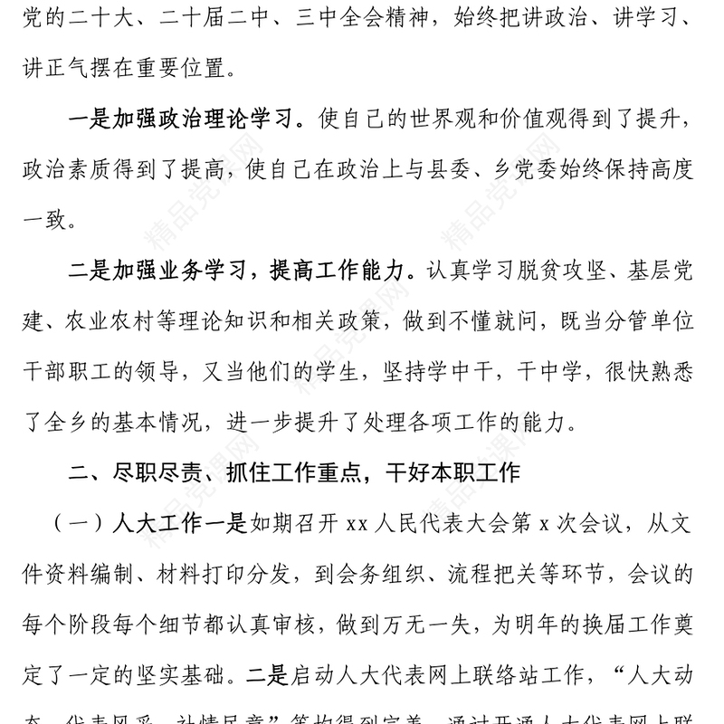 2024年度个人述职述廉报告模板 (2)