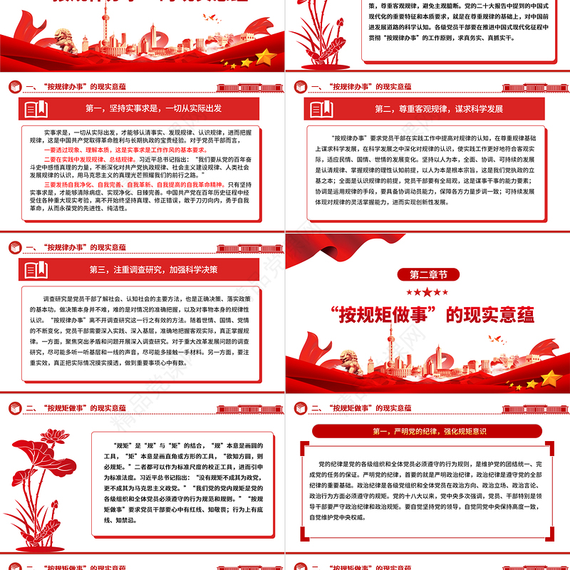 深刻认识“按规律办事、按规矩做事”的内涵意蕴ppt精美党政完善党内法规制度体系专题微党课课件