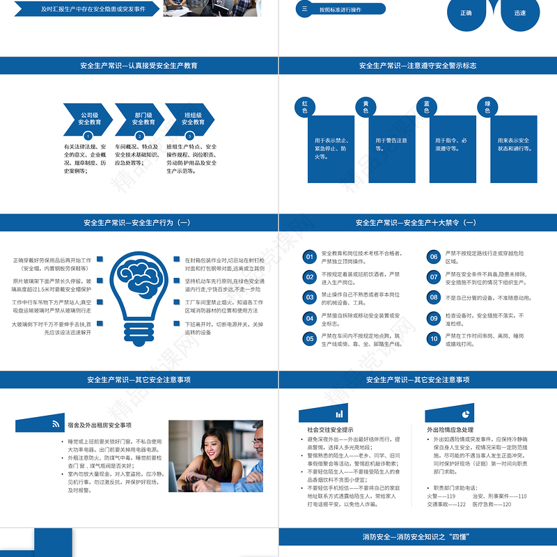 新员工岗前安全生产培训PPT蓝色商务风企业员工安全生产培训课件模板