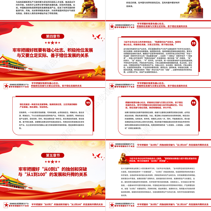 发展新质生产力要牢牢把握好六个关系PPT党政风党员干部学习教育党课课件