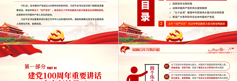 五个“庄严宣告”振奋人心PPT学习贯彻习近平总书记在庆祝建党100周年大会重要讲话党课课件