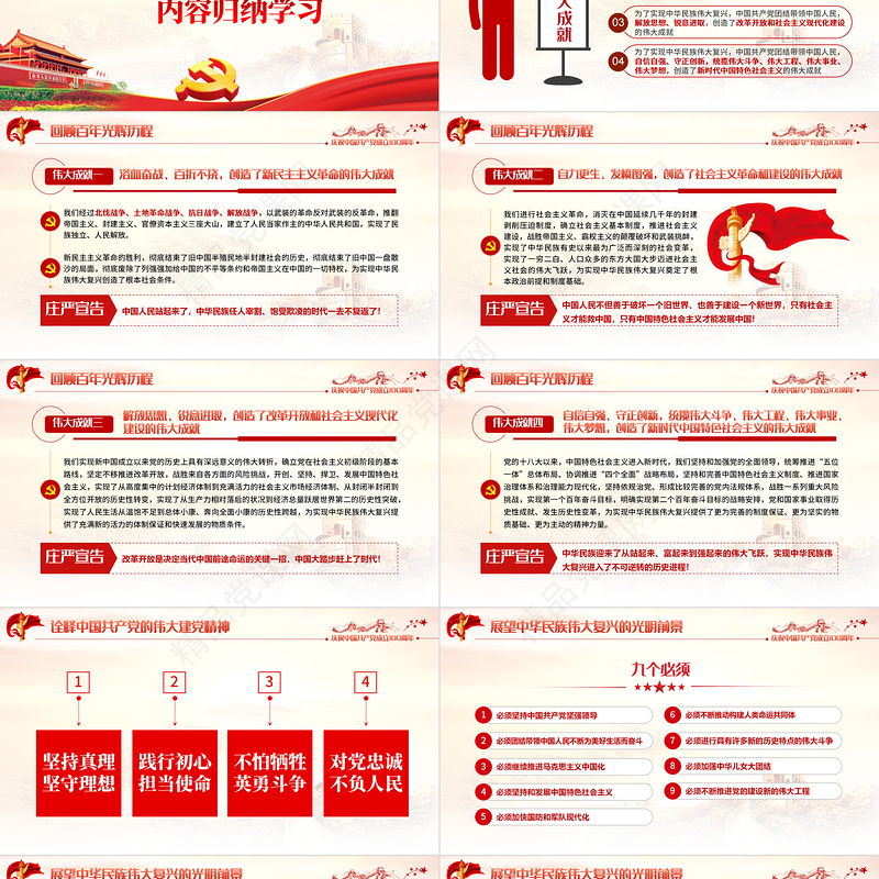 五个“庄严宣告”振奋人心PPT学习贯彻习近平总书记在庆祝建党100周年大会重要讲话党课课件
