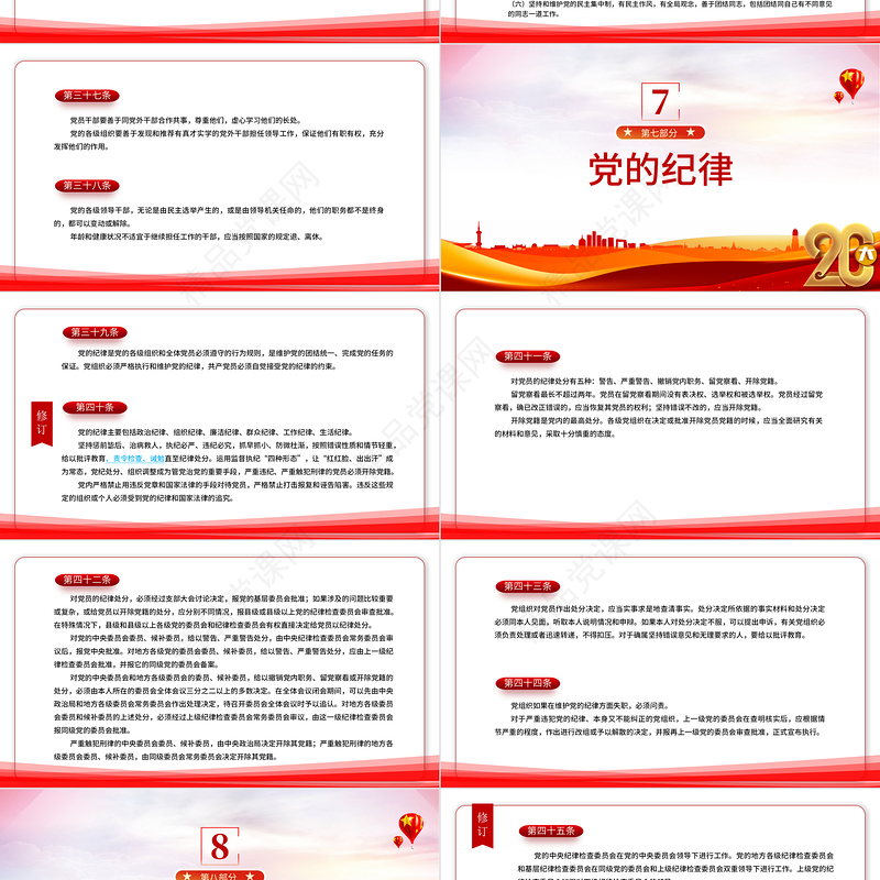 2022党章新旧对照版PPT大气精美中国共产党章程新旧对照版党章新变化解读党建党课