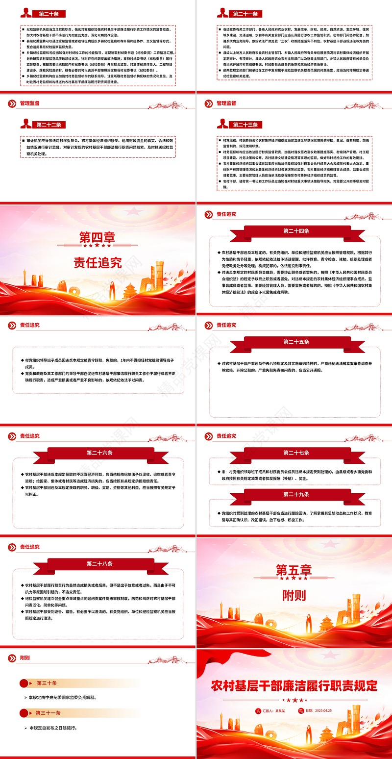 精品《农村基层干部廉洁履行职责规定》PPT课件下载