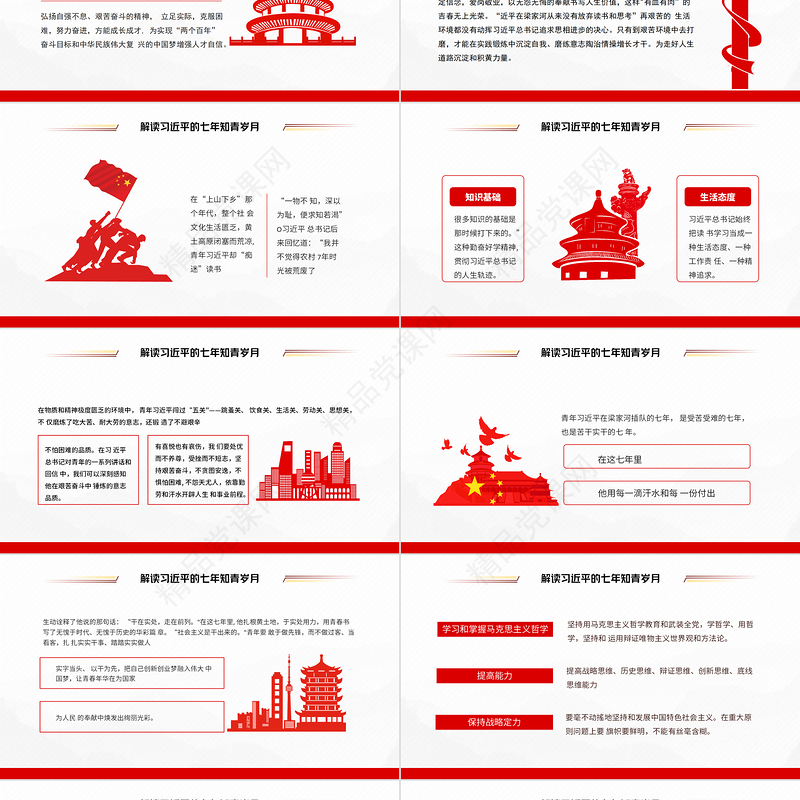 七年知青岁月PPT红色大气风解读总书记的七年知青岁月课件模板