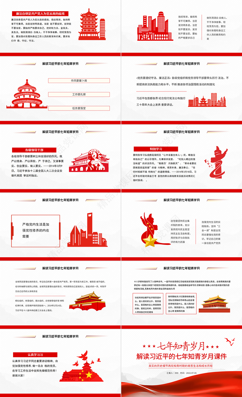 七年知青岁月PPT红色大气风解读总书记的七年知青岁月课件模板