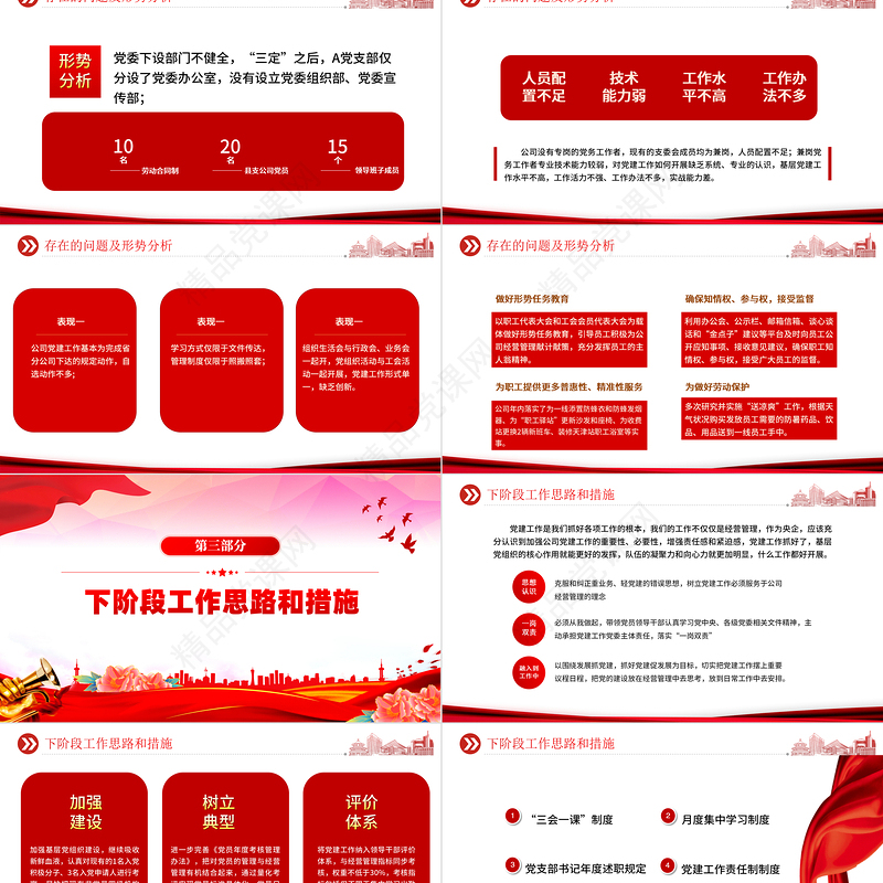 2023总工会年终工作总结PPT党建风党员干部学习教育专题党课模板