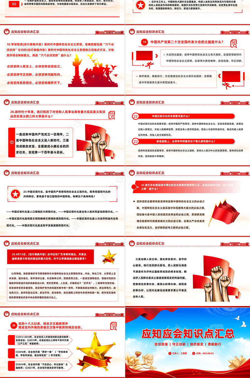 2023应知应会知识点汇总PPT学习贯彻习近平新时代中国特色社会主义思想主题教育专题党课课件模板