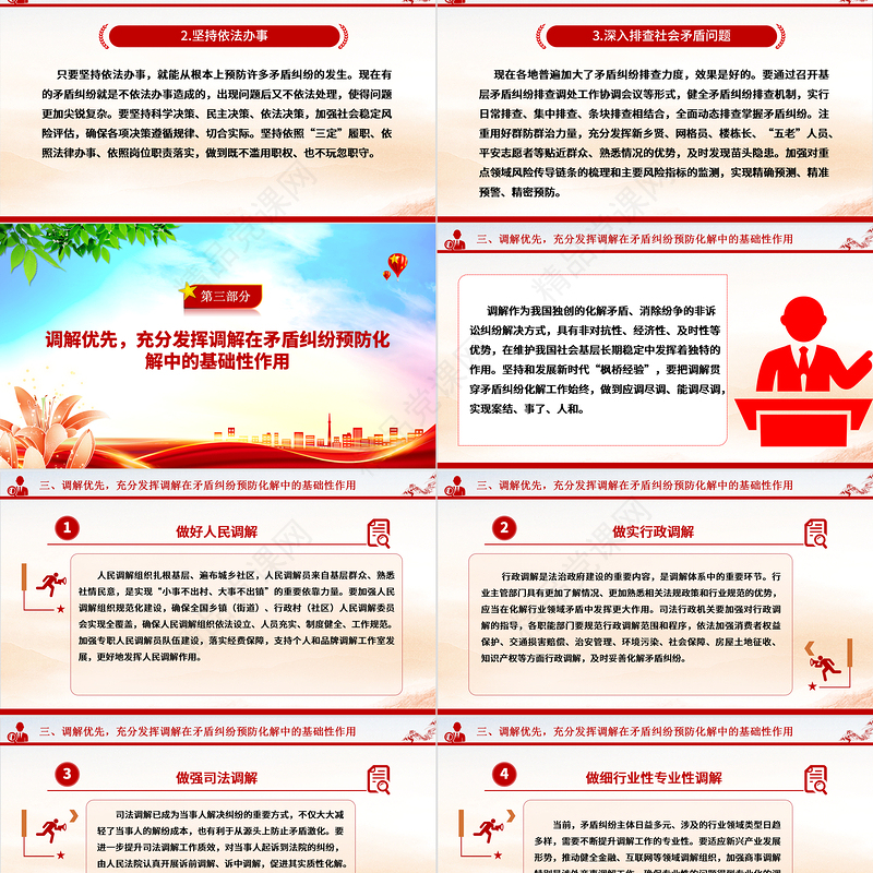 以“枫桥经验”提升矛盾纠纷法治化水平ppt大气精美法治思想专题党课