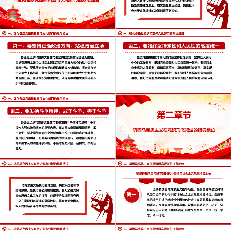 大力加强党对宣传思想文化工作的领导ppt红色简洁风党组织文化思想主题党课