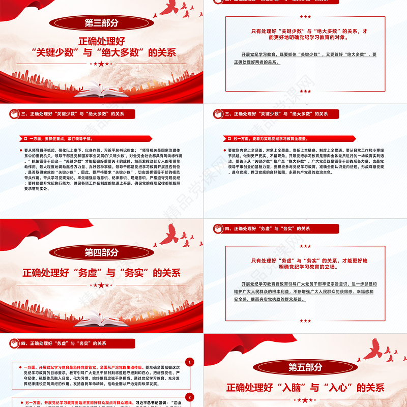 2024处理好九对关系PPT大气精美推动党纪学习教育走深走实微党课