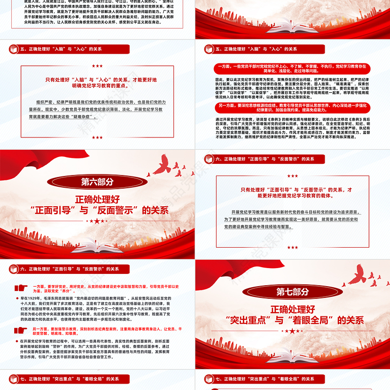 2024处理好九对关系PPT大气精美推动党纪学习教育走深走实微党课