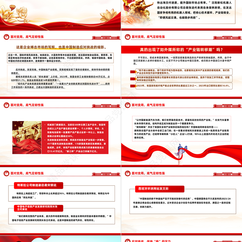 2024应对现实挑战中国制造如何保持竞争力PPT党建风两会中国经济九问九答之四主题课件