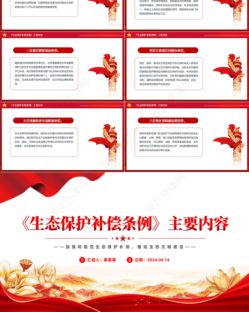 2024《生态保护补偿条例》内容概括PPT生态文明建设课件模板